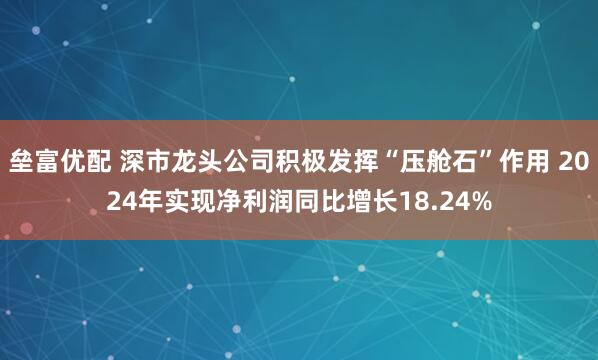 垒富优配 深市龙头公司积极发挥“压舱石”作用 2024年实现净利润同比增长18.24%